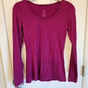 WOOLX Layla Merino Wool Blend Long Sleeve Vneck Base Layer All Season Top XS